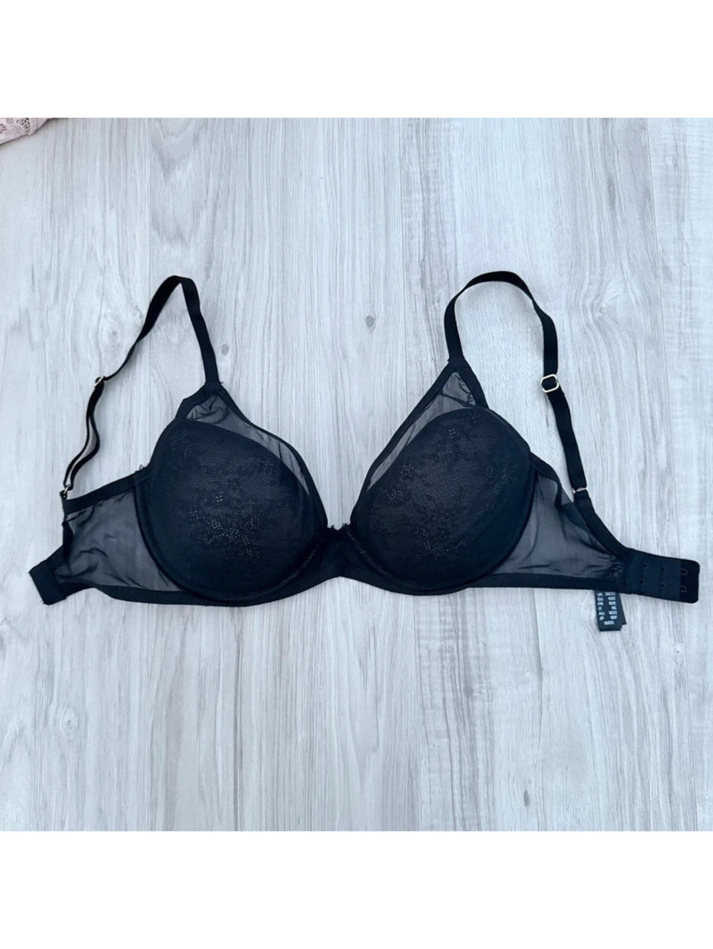 Natori Sheer Lace Full Coverage Underwire Bra Black 30DD